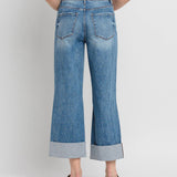 Super High Rise Double Cuffed Baggy Wide Jeans