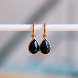 Drop-Shaped Natural Stone Hoop Earrings