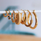 Twisted Gold Oval Hoop Earrings