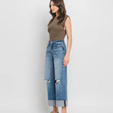 Super High Rise Double Cuffed Baggy Wide Jeans