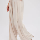 PINTUCK WIDE LEG PANTS || BEIGE