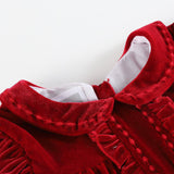 Red Velour Ruffle Dress