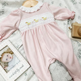 Just Ducky Classics Smocked Footie - Pink