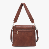 Lorelei Double Zip Whipstitch Trim Crossbody: Grey