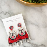 UGA Bulldog Matte Glitter Earrings 