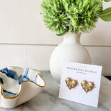 Gold Pearl Heart Statement Studs