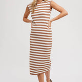 Striped Contrast Tank Midi Dress