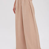 PINTUCK WIDE LEG PANTS || BEIGE