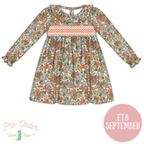 Girls Fall Floral Smocked Dress