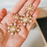 Hammered Gold & Pearl Southern Statement Earrings