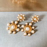 Hammered Gold & Pearl Southern Statement Earrings