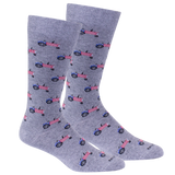 Farm America (Tractor Flag) Socks: Lt Grey Heather