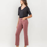 High Rise Crop Straight Jeans | Wine