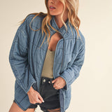 Fae Denim Quilted Jacket | Washed Denim