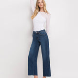 Dark Wash Mid Rise Wide Leg Jeans