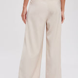 PINTUCK WIDE LEG PANTS || BEIGE