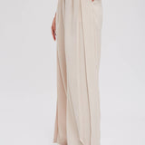 PINTUCK WIDE LEG PANTS || BEIGE