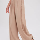 PINTUCK WIDE LEG PANTS || BEIGE