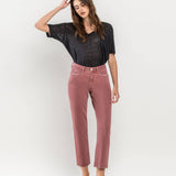 High Rise Crop Straight Jeans | Wine