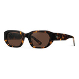 London Rectangular Statement Polarized Sunglasses| Tortoise Frame | Amber Lens