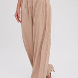 PINTUCK WIDE LEG PANTS || BEIGE