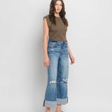 Super High Rise Double Cuffed Baggy Wide Jeans