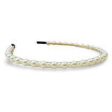 Thin Embellished Headband - White Pearl