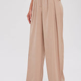 PINTUCK WIDE LEG PANTS || BEIGE