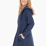 Longline Zip-Up Jacket with Hood | Navy