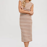 Striped Contrast Tank Midi Dress