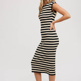 Striped Contrast Tank Midi Dress