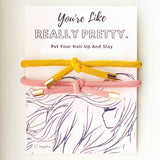 Really Pretty Double Elastic Hair Tie - Hair Accessory Card: Red & Pink