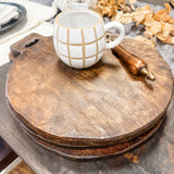 Small Round Wooden Serving Charcuterie Bread Board