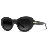 Calista Round Sunglasses | Black Glossy | Black Lens