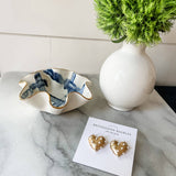 Gold Pearl Heart Statement Studs