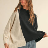 Color Block Long Sleeve Sweater Top