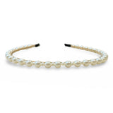 Thin Embellished Headband - White Pearl