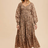 Raglan Sleeve Floral Button Maxi