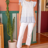 Cotton Lace Linen Peplum Top