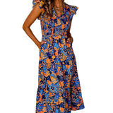 Rickie Ruffle Tiered Dress |  Dark Blue