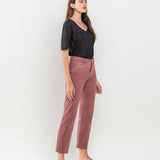 High Rise Crop Straight Jeans | Wine