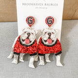 UGA Bulldog Matte Glitter Earrings 