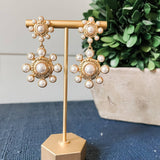 Hammered Gold & Pearl Southern Statement Earrings