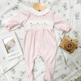 Just Ducky Classics Smocked Footie - Pink