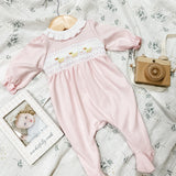 Just Ducky Classics Smocked Footie - Pink