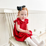 Red Velour Ruffle Dress