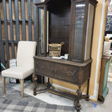 Vintage Deep Brown China Cabinet