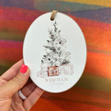 Newnan, Georgia Tree and Presents Oval Ornament