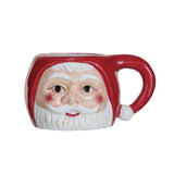 14 oz. Vintage Reproduction Stoneware Santa Mug, Red & White