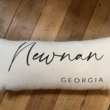 Newnan, Georgia Script Lumbar Pillow